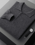 Primadon Poloshirts Dunkelgrau / XS Theo | Elegantes Strickpullover für Herren aus Wolle