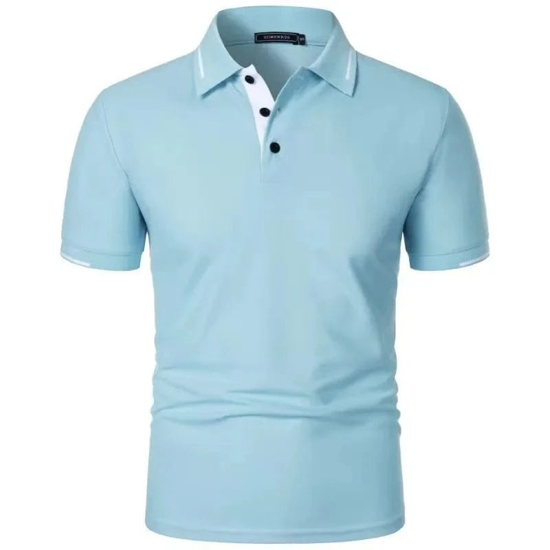 Primadon Poloshirts Hellblau / S Ilias klassisches Polo-Shirt für Herren kurzarm