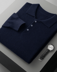 Primadon Poloshirts Marineblau / XS Theo | Elegantes Strickpullover für Herren aus Wolle