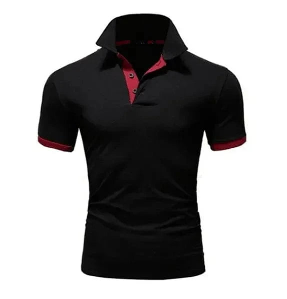 Primadon Poloshirts Schwarz Rot / S Max atmungsaktives Polohemd für Herren Sommer