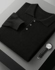 Primadon Poloshirts Schwarz / XS Theo | Elegantes Strickpullover für Herren aus Wolle