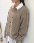 Primadon Pullover & Strickjacken Braun (Bestseller) / XS Lisa | Elegante Kaschmirjacke für Damen mit Knopfdetails