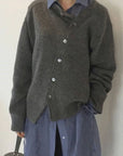 Primadon Pullover & Strickjacken Grau / XS Lisa | Elegante Kaschmirjacke für Damen mit Knopfdetails