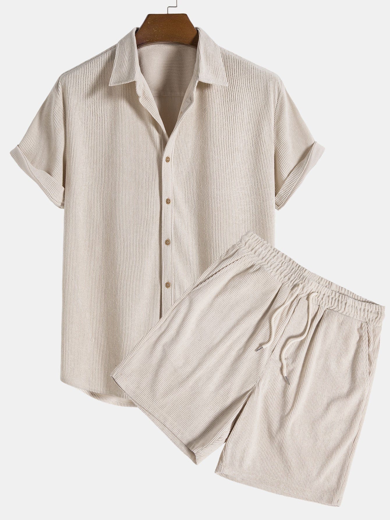 Primadon Sets Beige / S Karo | lässiges Shorts-Set für Herren Sommer