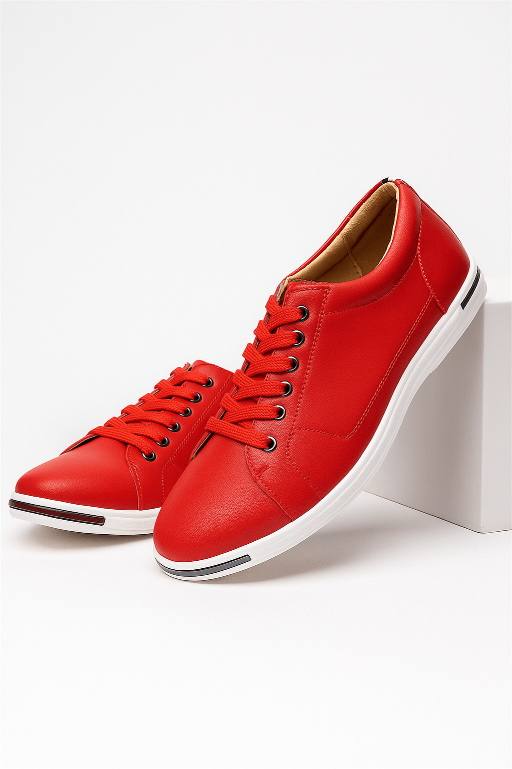 Primadon Sneaker Rot / 38.5 Boston | eleganter Sneaker für Herren Leder