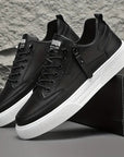 Primadon Sneaker Schwarz / 37.5 Simon elegante Leder-Sneakers für Herren mit Reißverschluss