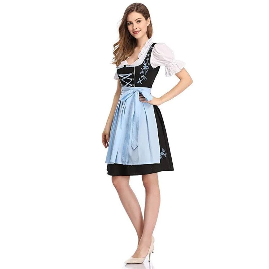 Primadon Traditionelle Kleider Blau / S Franchesca | Elegantes Dirndl für Damen Oktoberfest Baumwolle