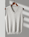 Primadon Westen Hellgrau / XS Carsten | Elegante Merino-Weste für Herren ganzjährig
