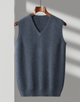 Primadon Westen Schieferblau / XS Carsten | Elegante Merino-Weste für Herren ganzjährig