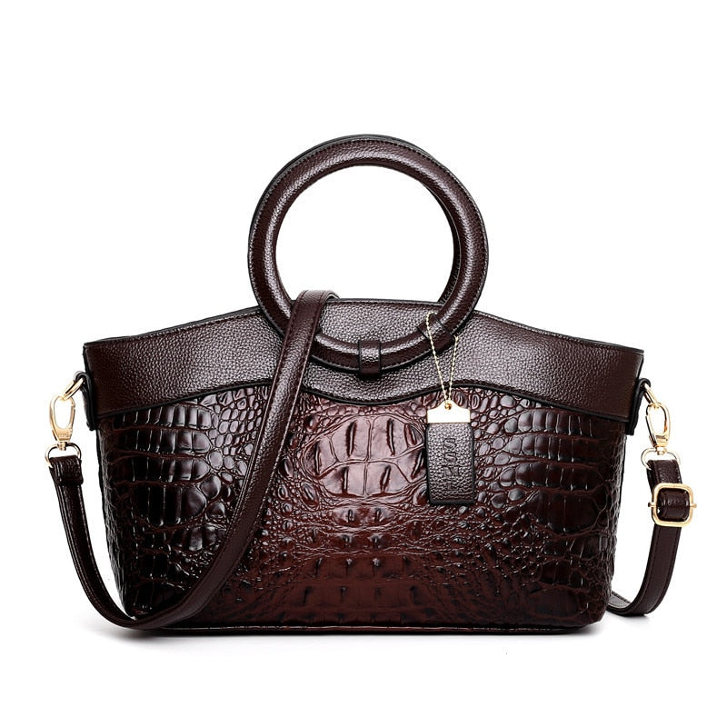 Elegante Handtasche für Damen aus hochwertigem Leder geräumig Vintage schwarz 2