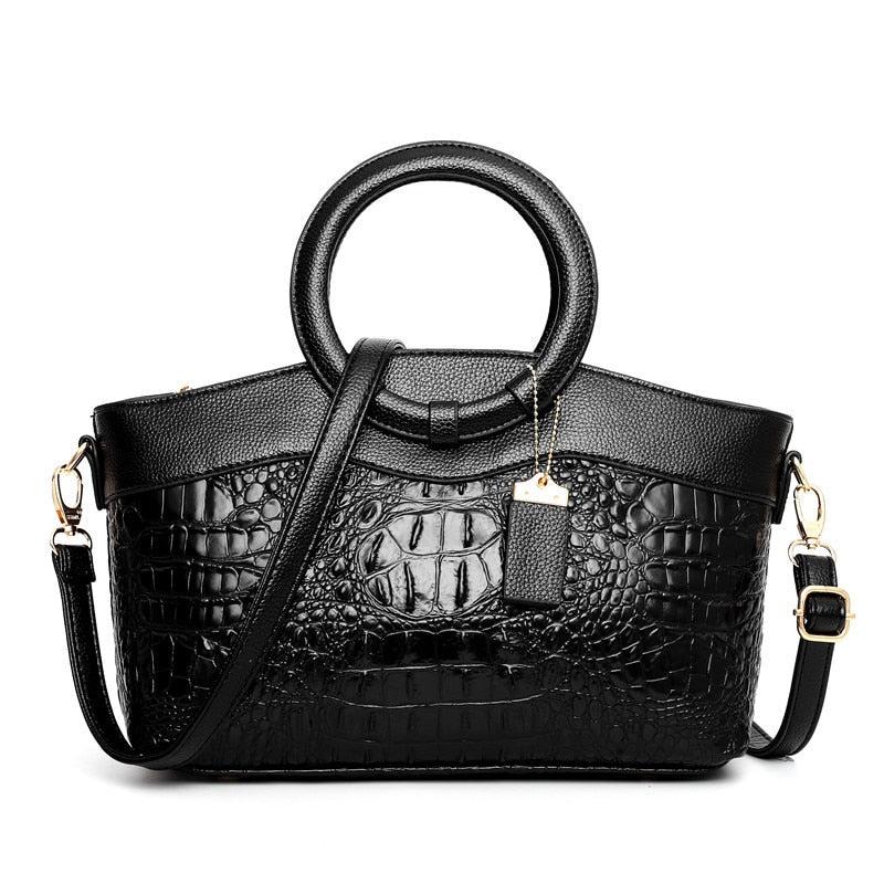 Elegante Handtasche für Damen aus hochwertigem Leder geräumig Vintage schwarz 3
