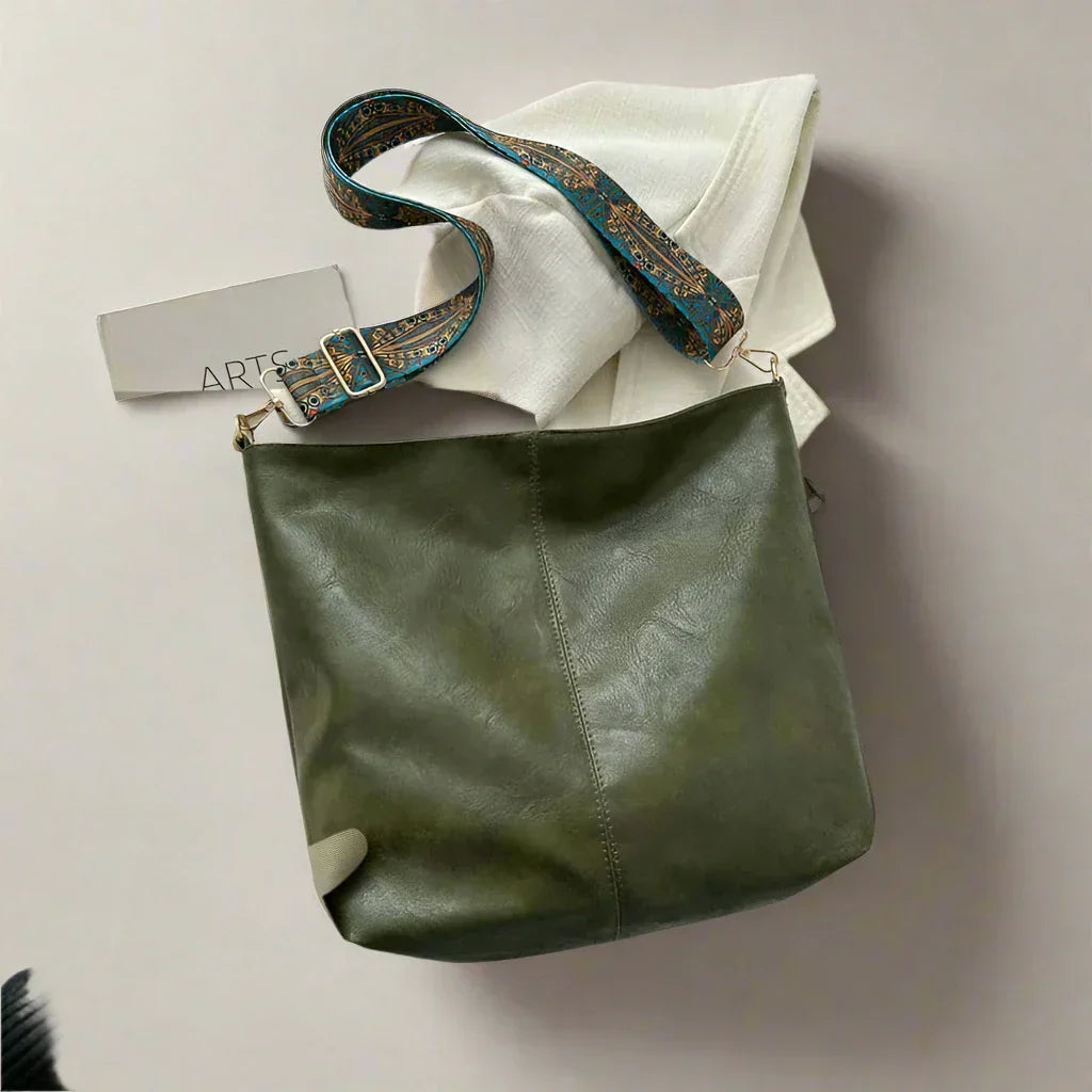 Elegante Vintage Umhängetasche für Damen aus Leder zeitlos robust 1