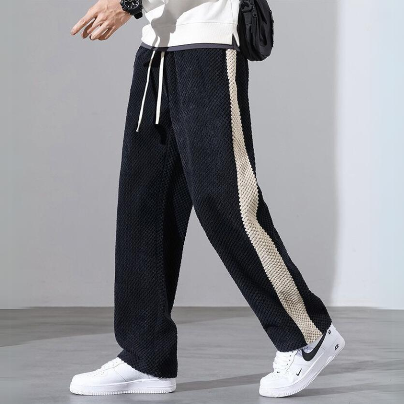 Lässige Jogginghose für Damen Waffelcord mit Kontraststreifen bequem atmungsaktiv 7