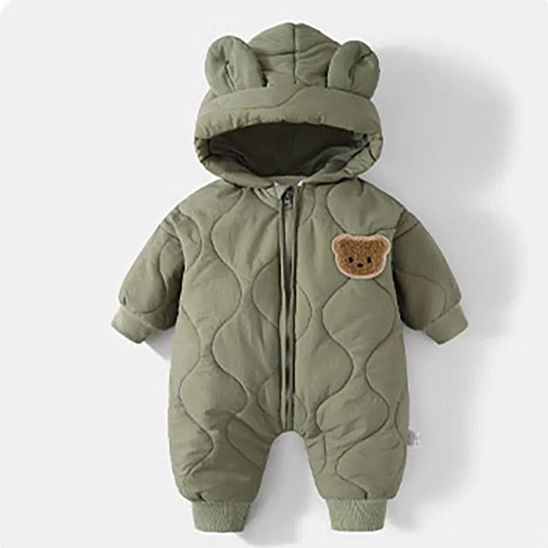 Cozy Baby Overall for Unisex Thickly Padded Winter Bear Design 1