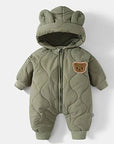 Cozy Baby Overall for Unisex Thickly Padded Winter Bear Design 1