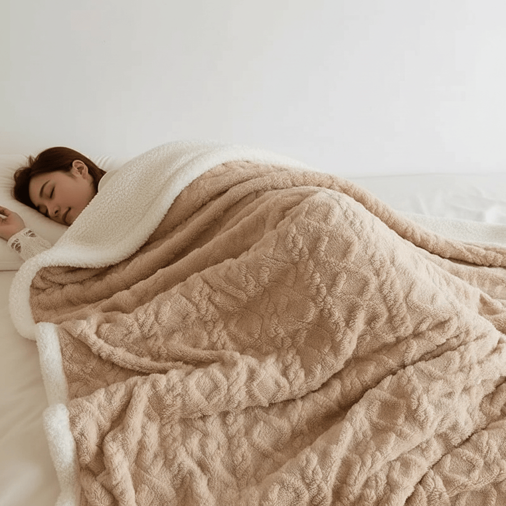 Kuschelige Decke für Unisex aus Mikrofaser und Lammwolle Winter wasserabweisend 10