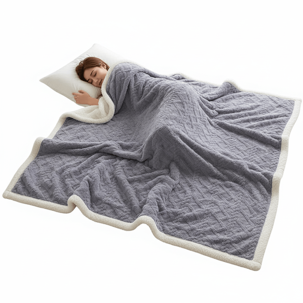 Kuschelige Decke für Unisex aus Mikrofaser und Lammwolle Winter wasserabweisend 11