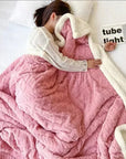 Kuschelige Decke für Unisex aus Mikrofaser und Lammwolle Winter wasserabweisend 5