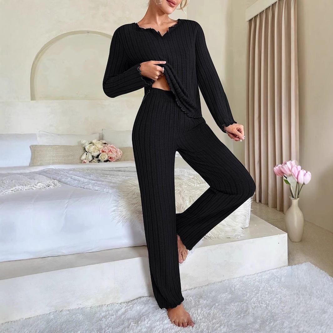 Elegant Cotton Pajama Set for Women Comfortable with Ruffles Relaxed Nights 4