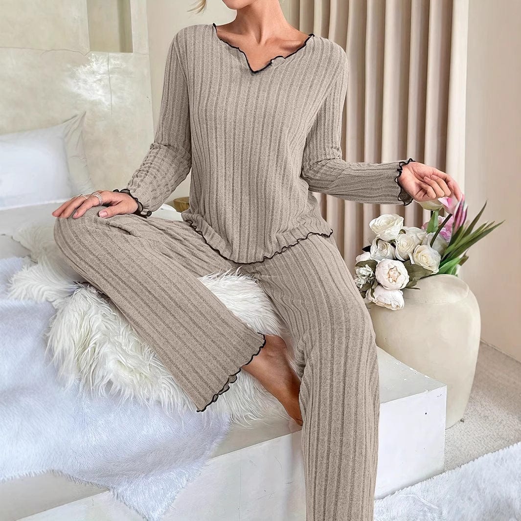 Elegant Cotton Pajama Set for Women Comfortable with Ruffles Relaxed Nights 2