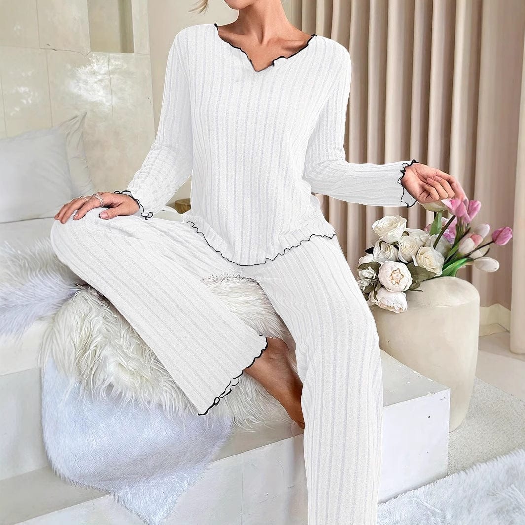 Elegant Cotton Pajama Set for Women Comfortable with Ruffles Relaxed Nights 3