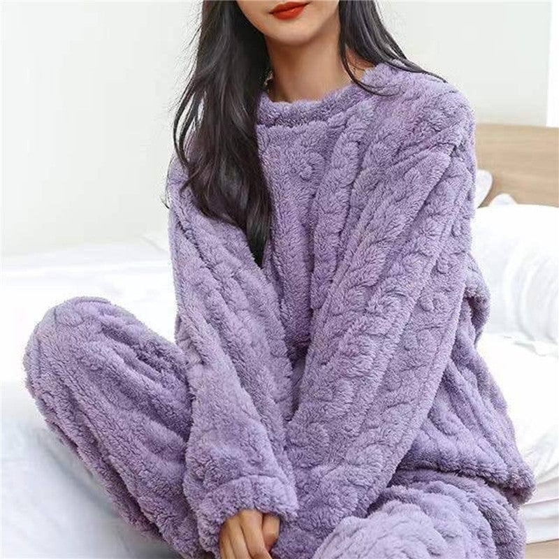Cozy Fleece Pajama Set for Women Soft Breathable Relaxed Nights 8