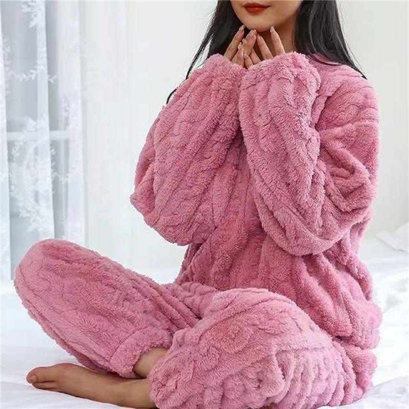 Cozy Fleece Pajama Set for Women Soft Breathable Relaxed Nights 6