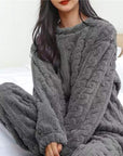 Cozy Fleece Pajama Set for Women Soft Breathable Relaxed Nights 4
