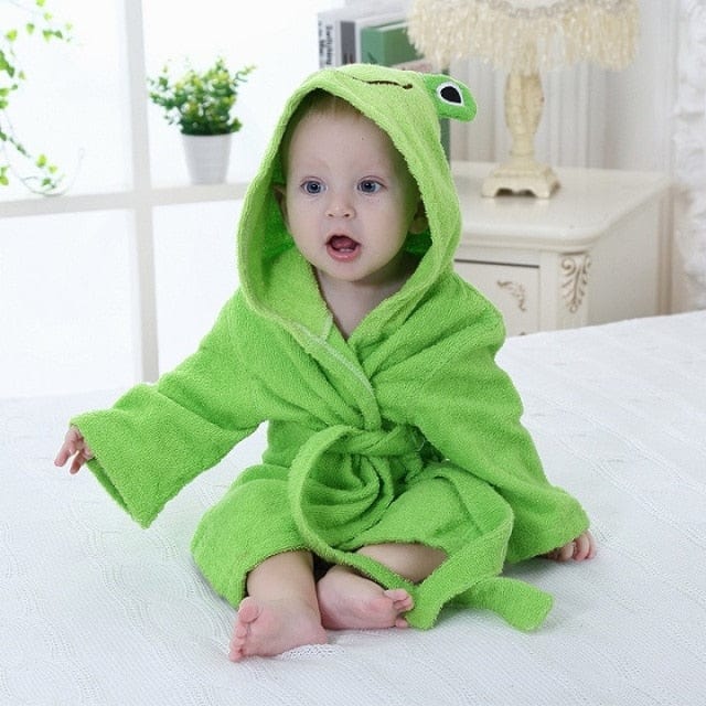 Soft Hooded Bathrobe for Kids Cotton Cute Animal Design 10
