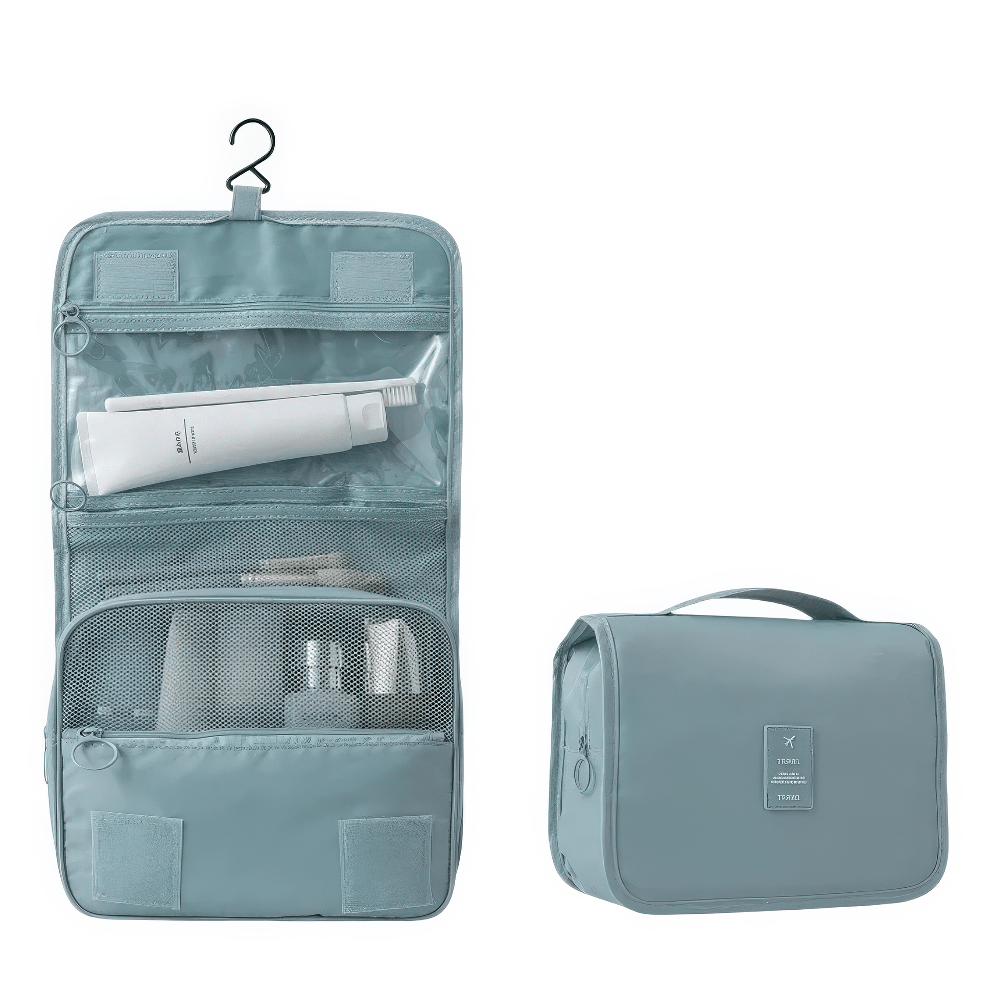 Pavoco Kosmetiktaschen Blau Luca wasserdichte Reisemake-up-Tasche für Damen kompakt