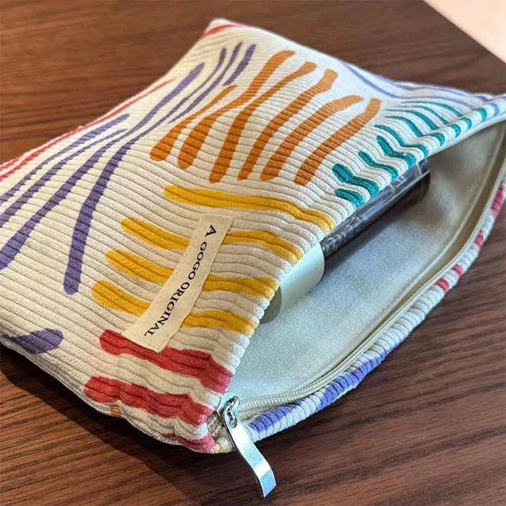 Pavoco Kosmetiktaschen Default Amelie gestreifte Cord Kosmetiktasche für Damen kompakt