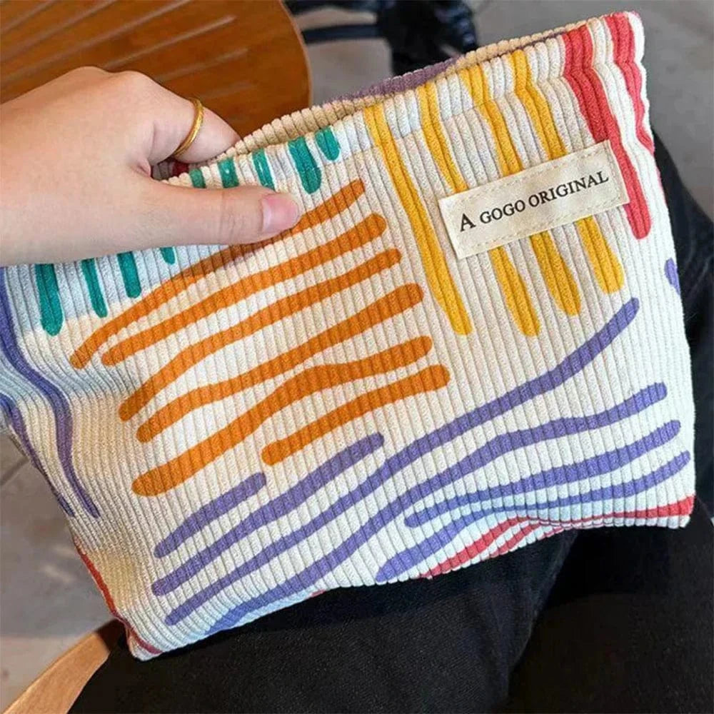 Pavoco Kosmetiktaschen Default Amelie gestreifte Cord Kosmetiktasche für Damen kompakt