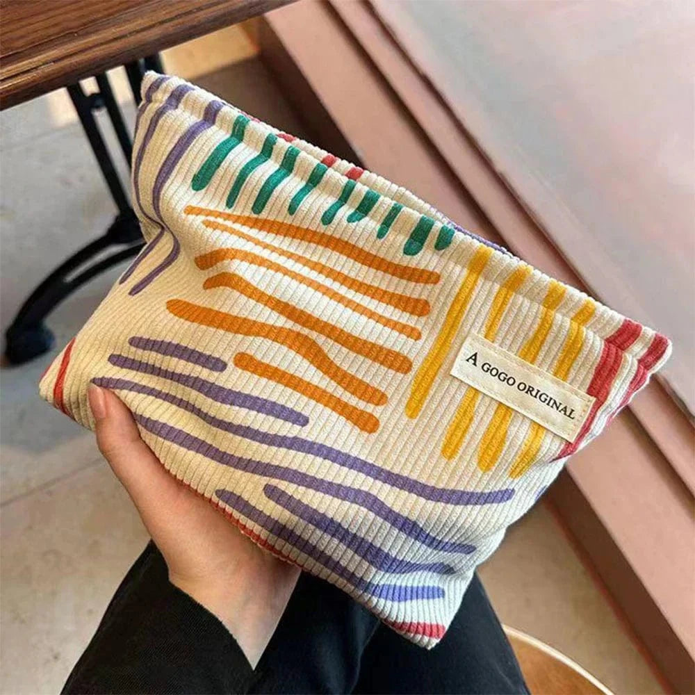 Pavoco Kosmetiktaschen Default Amelie gestreifte Cord Kosmetiktasche für Damen kompakt