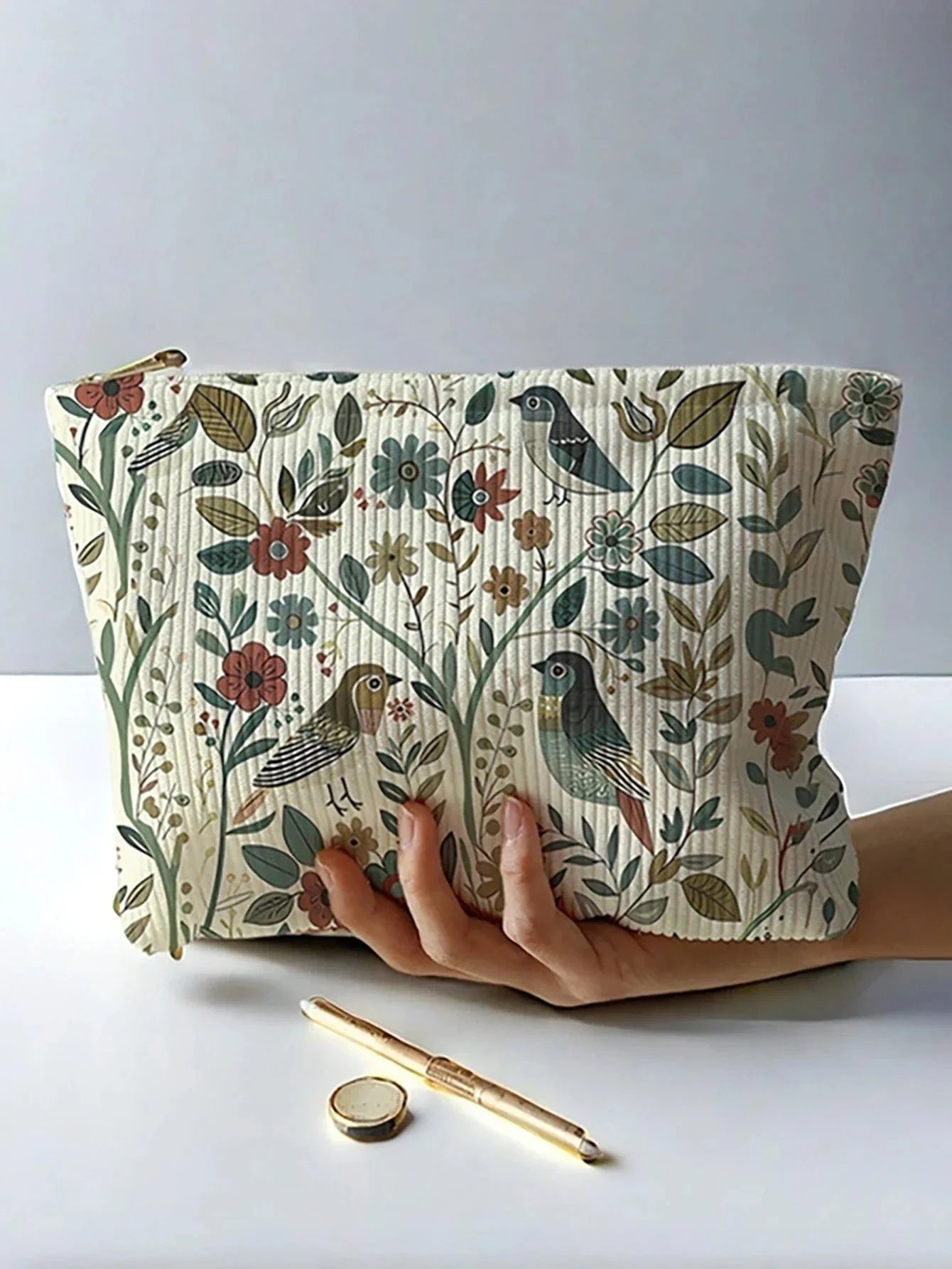 Pavoco Kosmetiktaschen & -etuis Default Sunny | kompakte Cord Kosmetiktasche für Damen leicht