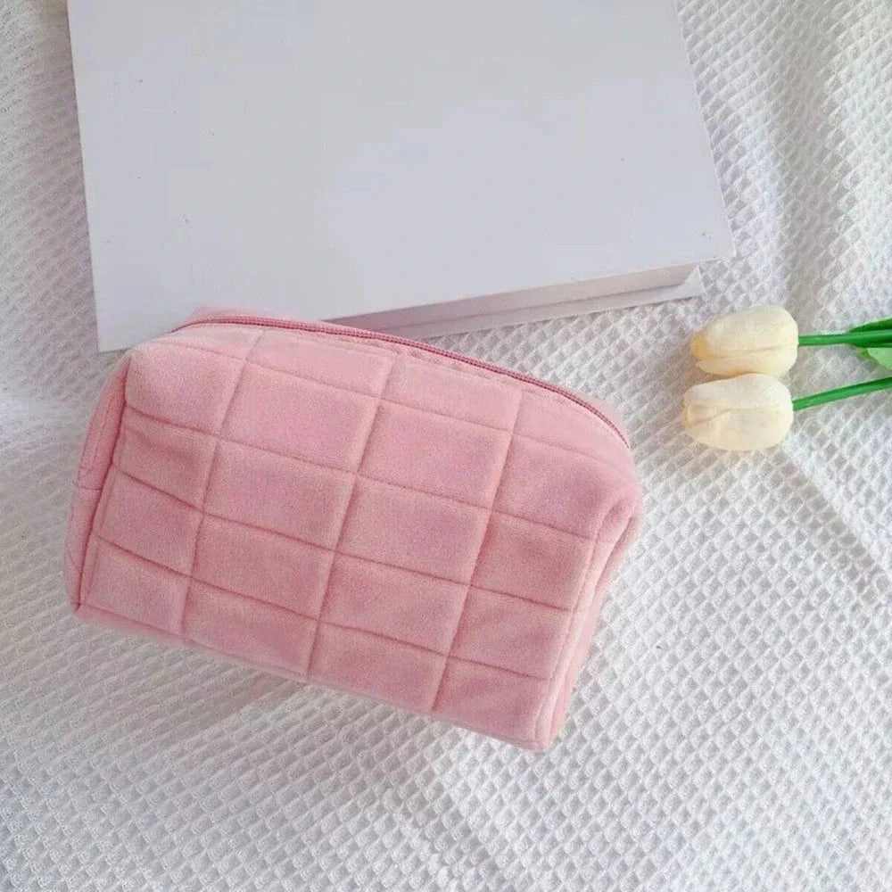 Pavoco Kosmetiktaschen & -etuis Rosa Nora kompakte Plüsch Kosmetiktasche für Damen weich