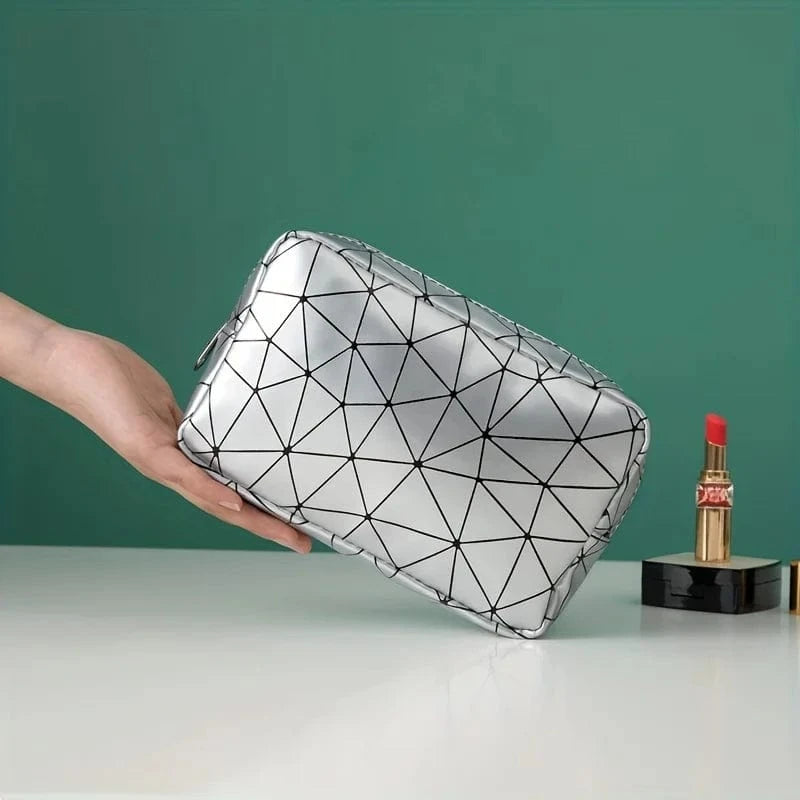Pavoco Kosmetiktaschen & -etuis Silber Clara | leichter Make-up Tasche für Damen wasserabweisend