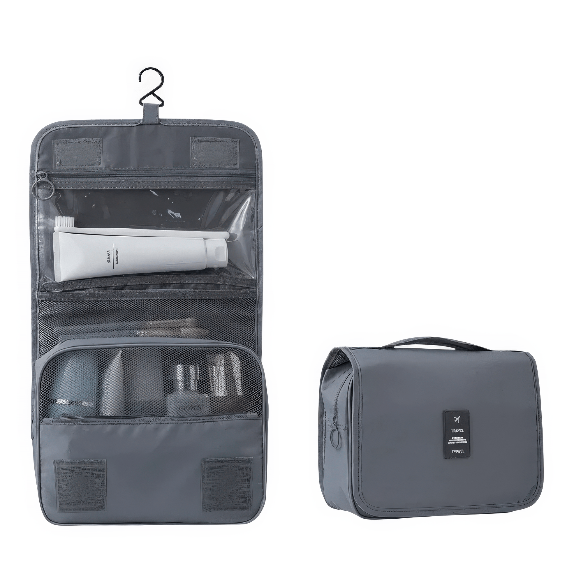 Pavoco Kosmetiktaschen Grau Luca wasserdichte Reisemake-up-Tasche für Damen kompakt