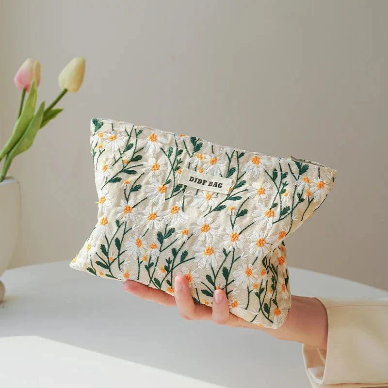 Pavoco Kosmetiktaschen Große Tasche Blumen Nora weiche Plüsch Kosmetiktasche für Damen geräumig