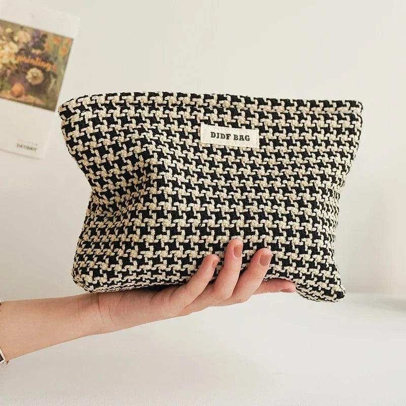 Pavoco Kosmetiktaschen Große Tasche Karo Nora weiche Plüsch Kosmetiktasche für Damen geräumig