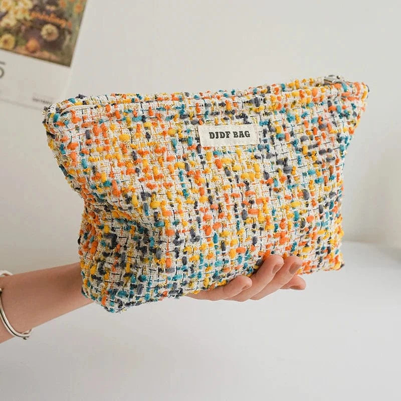 Pavoco Kosmetiktaschen Große Tasche Konfetti Nora weiche Plüsch Kosmetiktasche für Damen geräumig