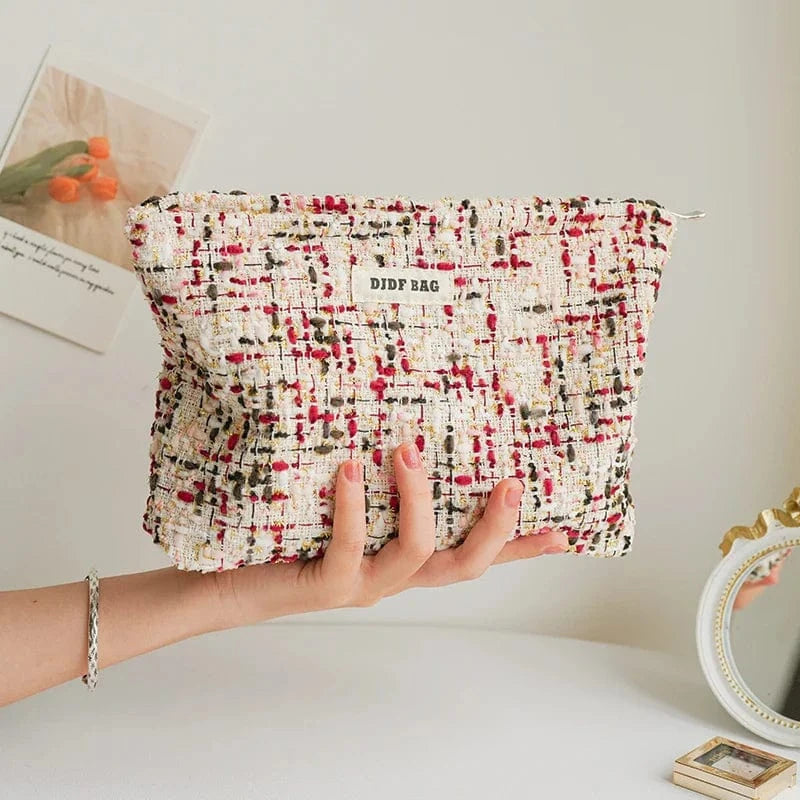 Pavoco Kosmetiktaschen Große Tasche Koralle Nora weiche Plüsch Kosmetiktasche für Damen geräumig