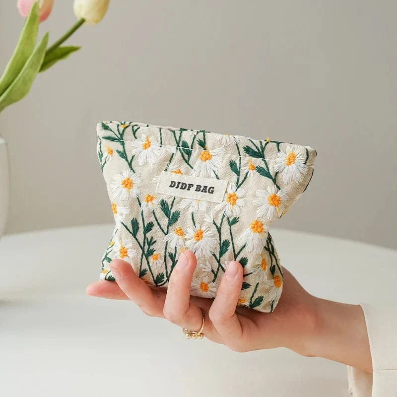 Pavoco Kosmetiktaschen Kleine Tasche Blumen Nora weiche Plüsch Kosmetiktasche für Damen geräumig