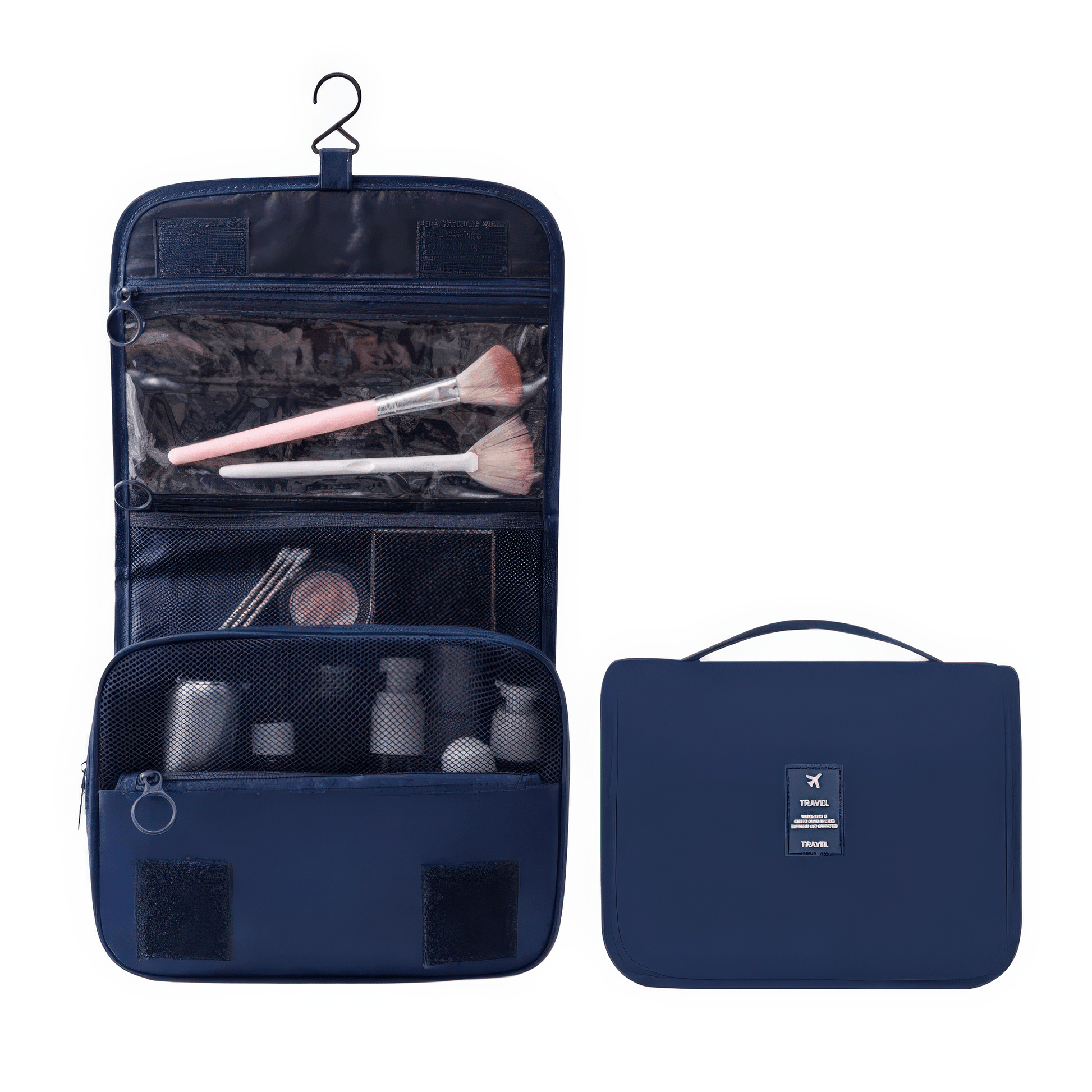 Pavoco Kosmetiktaschen Marineblau Luca wasserdichte Reisemake-up-Tasche für Damen kompakt