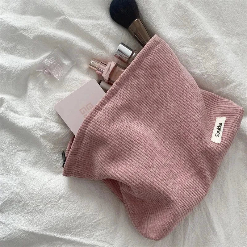 Pavoco Kosmetiktaschen Rosa Lena große Cord Kosmetiktasche für Damen robust
