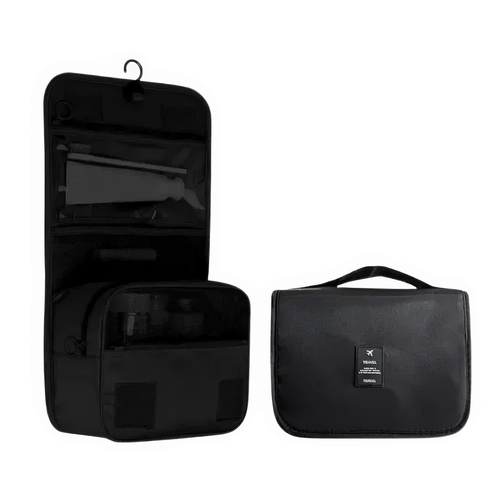 Pavoco Kosmetiktaschen Schwarz Luca wasserdichte Reisemake-up-Tasche für Damen kompakt