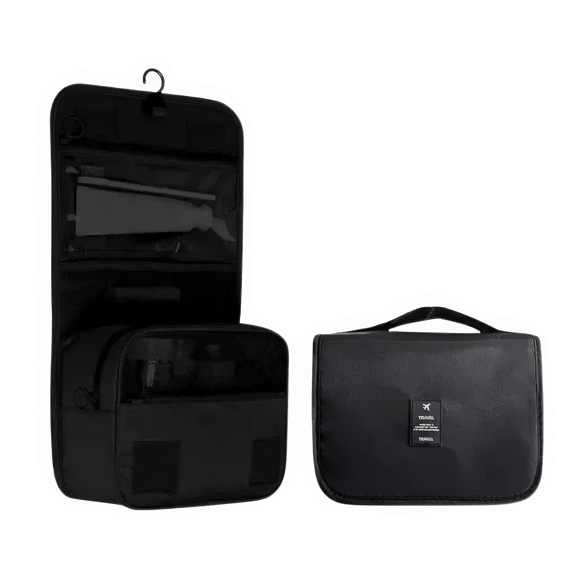 Pavoco Kosmetiktaschen Schwarz Luca wasserdichte Reisemake-up-Tasche für Damen kompakt