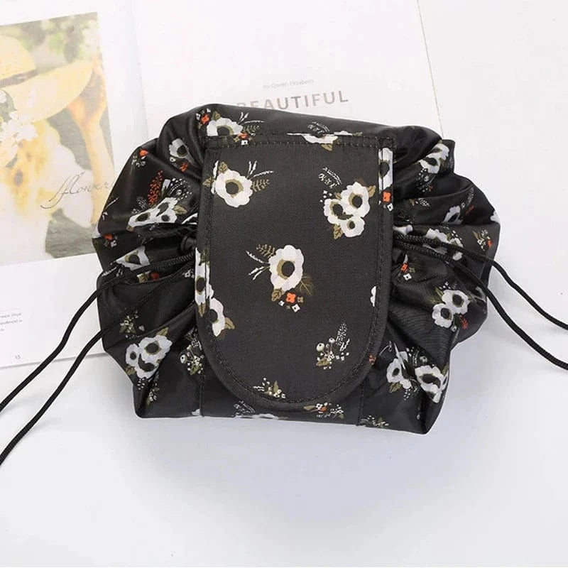 Pavoco Kosmetiktaschen Schwarze Blume Luca wasserdichter Make-up Beutel für Damen kompakt