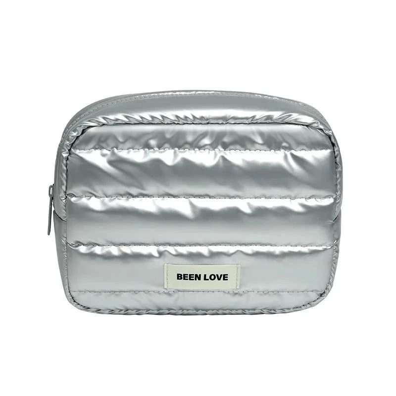 Pavoco Kosmetiktaschen Silber Barette | geräumiger Kulturbeutel für Damen wasserabweisend
