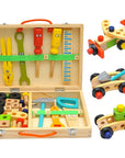 Kreative Werkzeugkiste für Kinder aus Holz sicher für Montessori Lernspielzeug 4