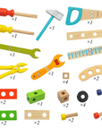 Kreative Werkzeugkiste für Kinder aus Holz sicher für Montessori Lernspielzeug 5